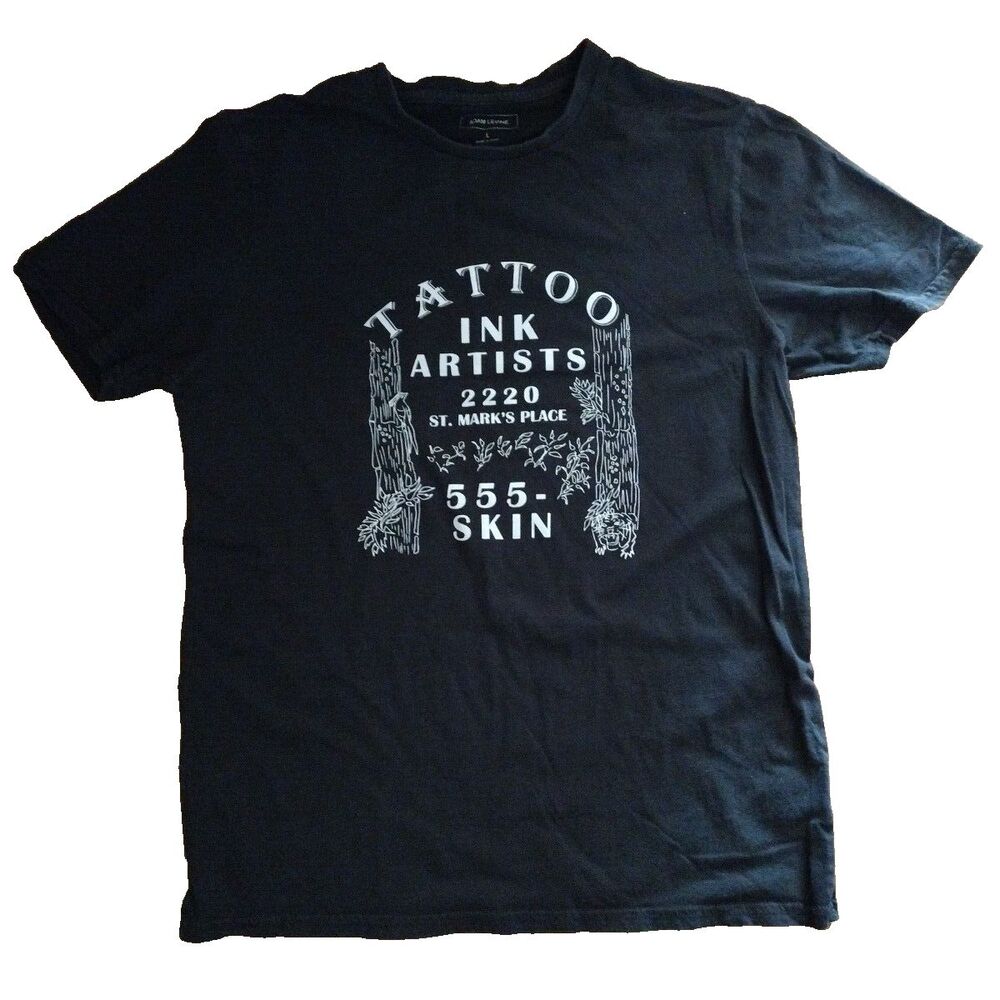 Adam Levine Tattoo Ink Artists Black Graphic T-Shirt Large New York City Village